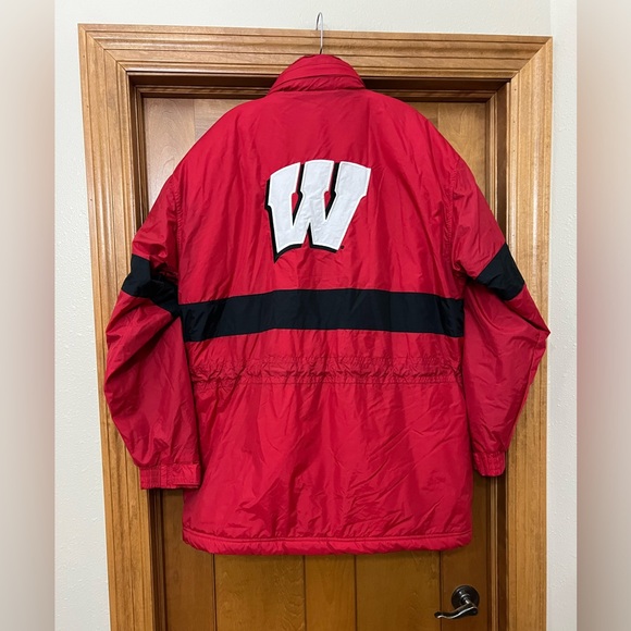 Vintage Reebok Wisconsin Badgers Fleece Lined Coat Jacket Size Large READ - Picture 7 of 16